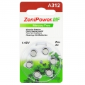 Батарейки для слухового аппарата ZENIPOWER тип 312 (PR41) 6шт